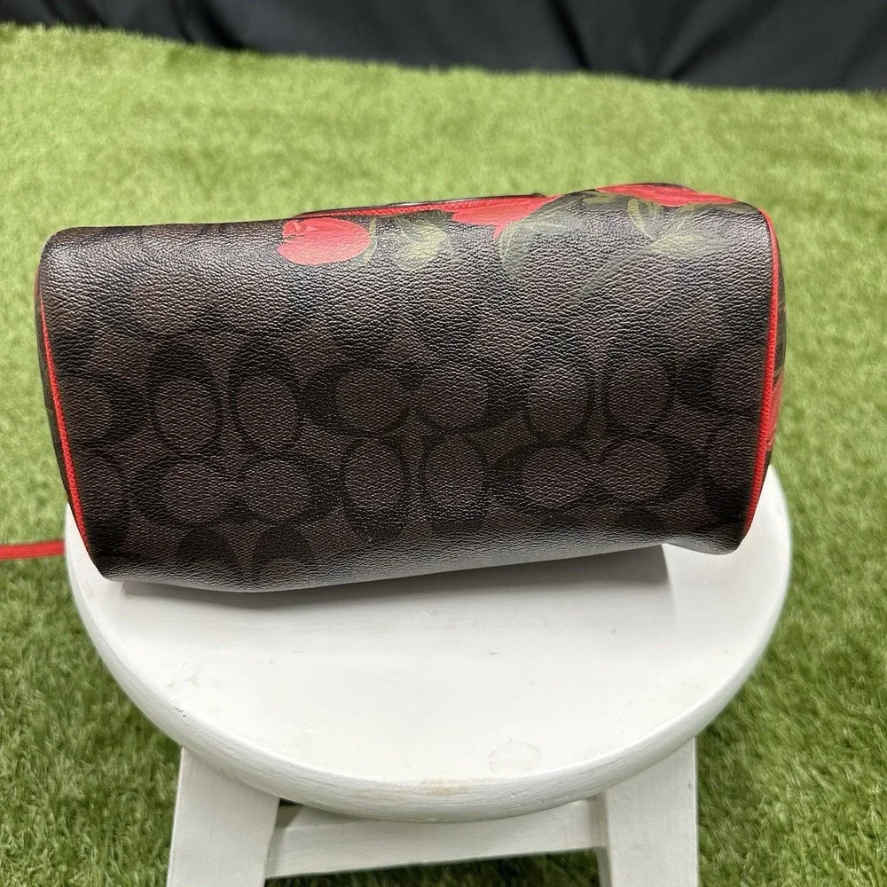 Coach Canvas Mini‎ Bennett Brown Rose Floral Red